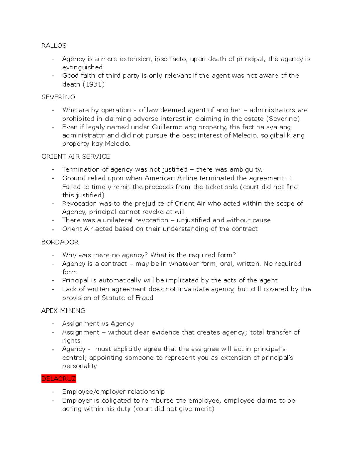 Agency 0714 - Discussion Summary on Agency Law Principles - Studocu