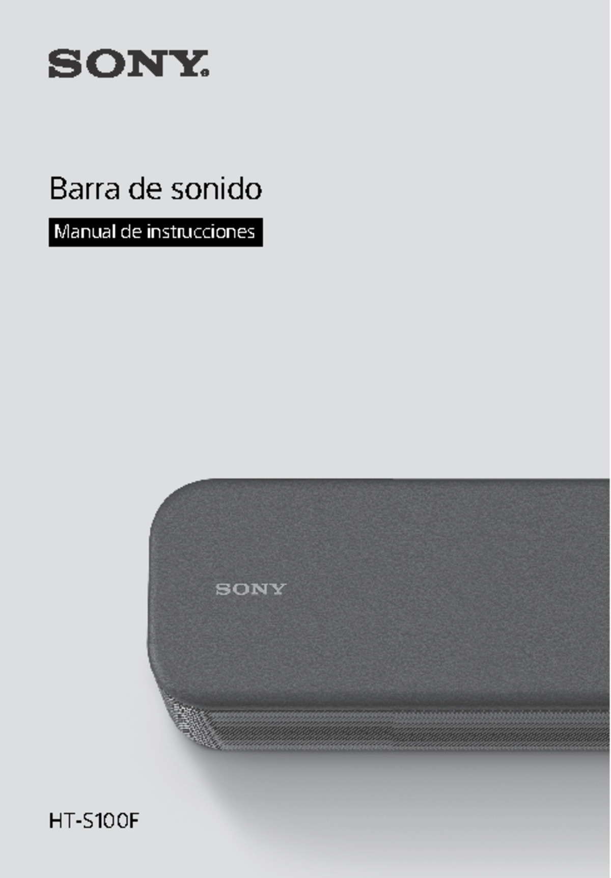 Manual de Instrucciones de la Barra de Sonido Sony HT-S100F - Studocu