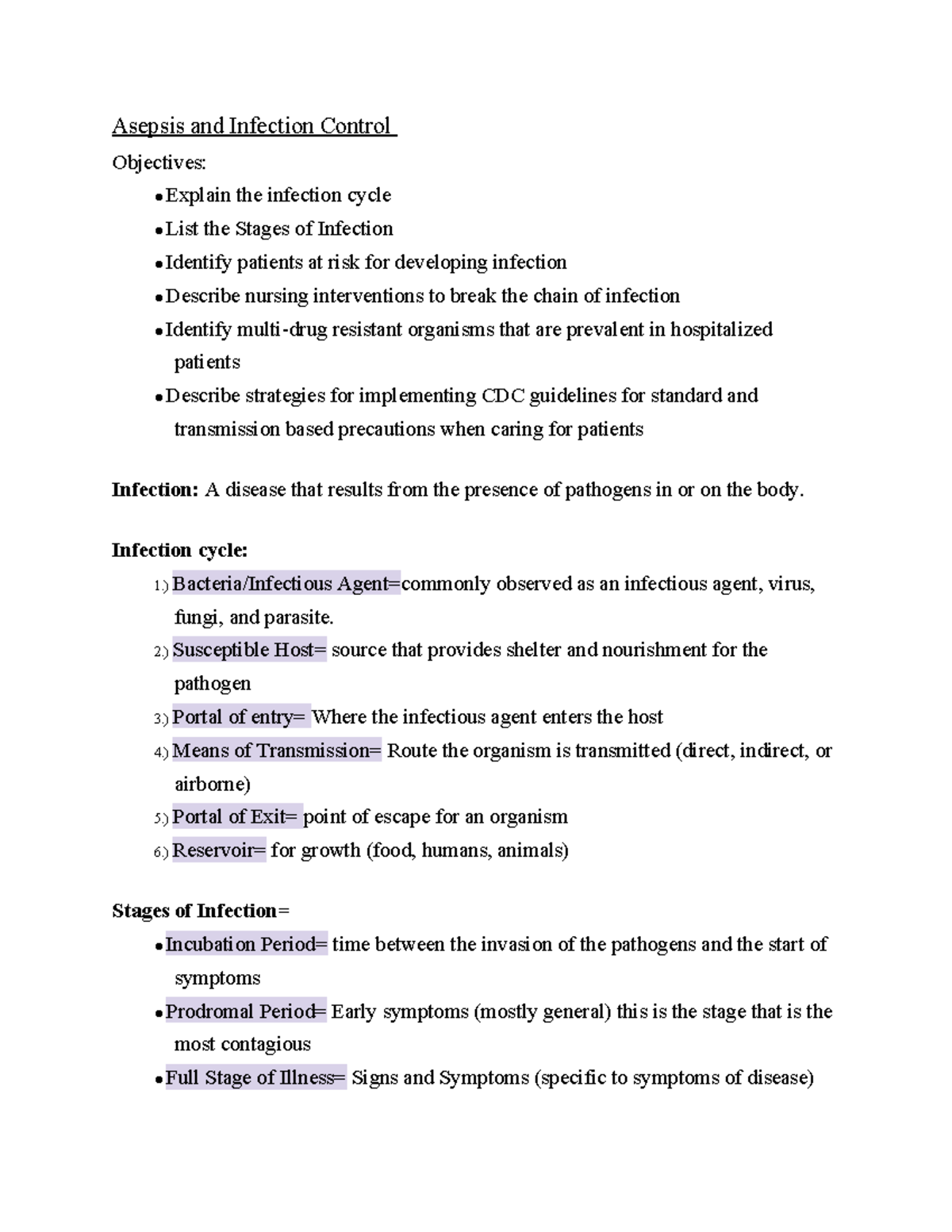 Asepsis and Infection Control: Nursing Interventions & Protocols (NURS ...