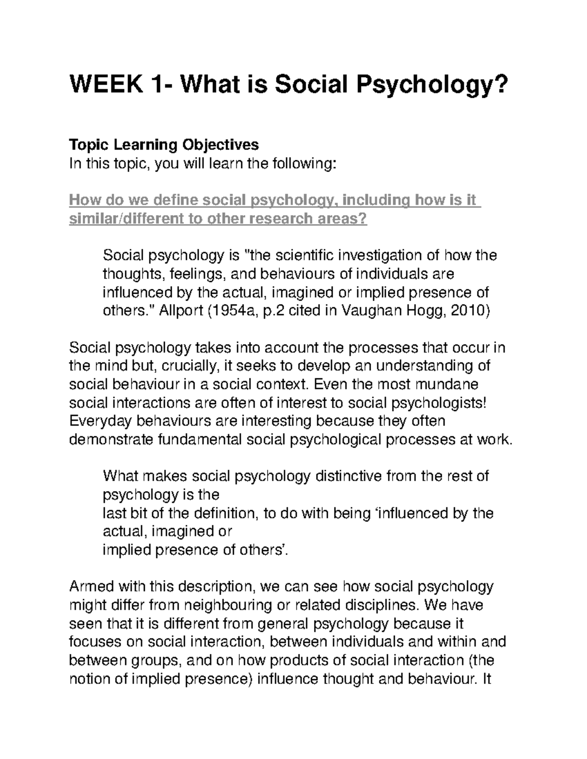 HPS 204 Final Exam Notes: Introduction to Social Psychology Concepts ...