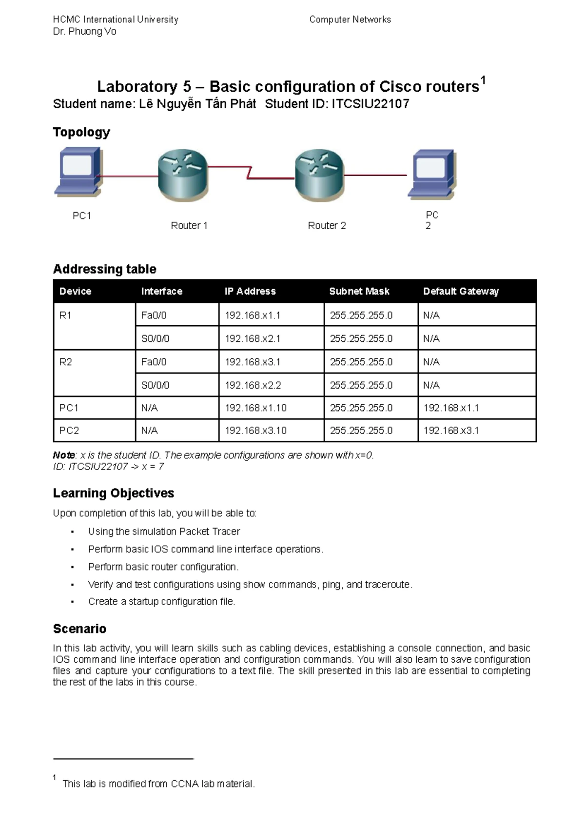 Lab 4 - OSPF Routing Configuration in Packet Tracer (Course Code ...