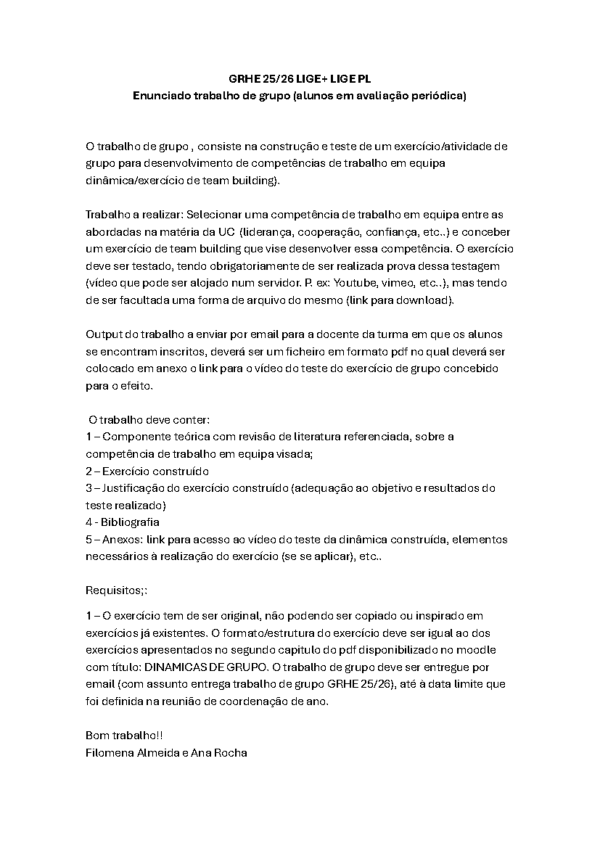 Enunciado Trabalho de Grupo GRHE 25/26: Dinâmicas de Team Building ...