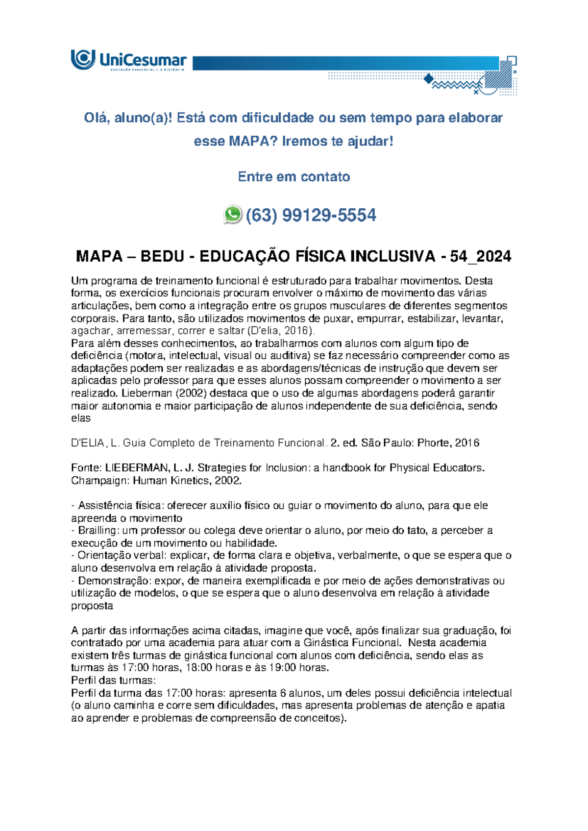 Atividade MAPA: Ginástica Funcional - Inclusão e Adaptações - BEDU 54 ...