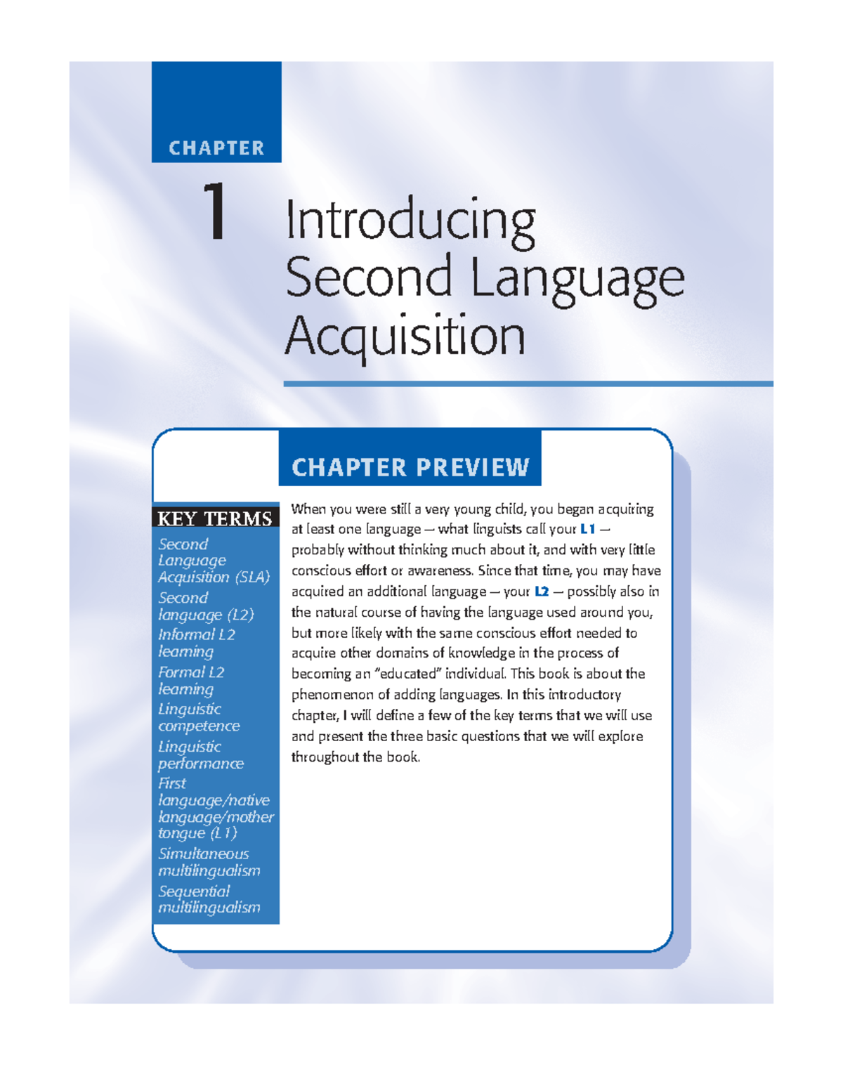 CHAPTER 1: Introduction to Second Language Acquisition (SLA) - Studocu