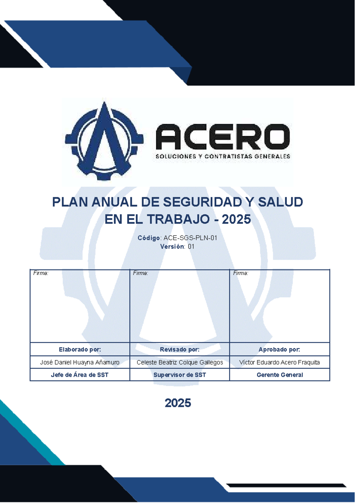 PLAN ANUAL DE SEGURIDAD Y SALUD EN EL TRABAJO 2025 - SST - Studocu