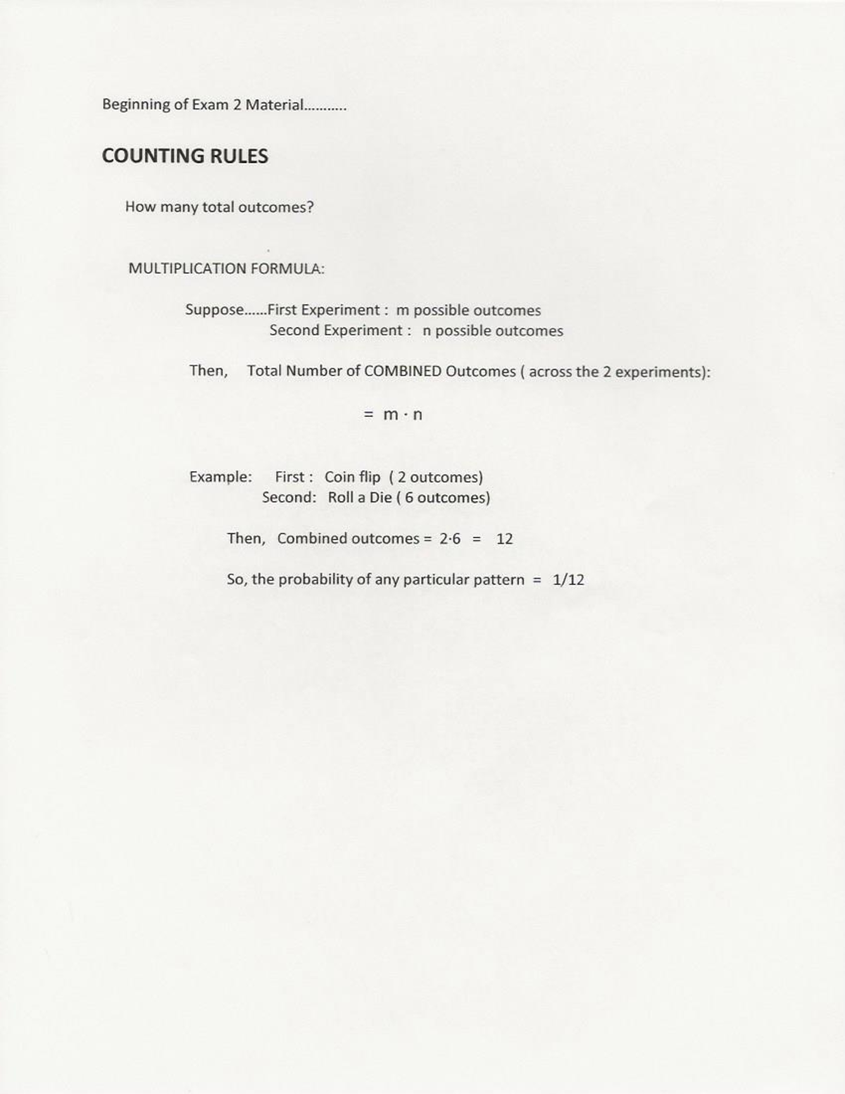 Exam 2 Material: Counting Rules and Probability - Studocu