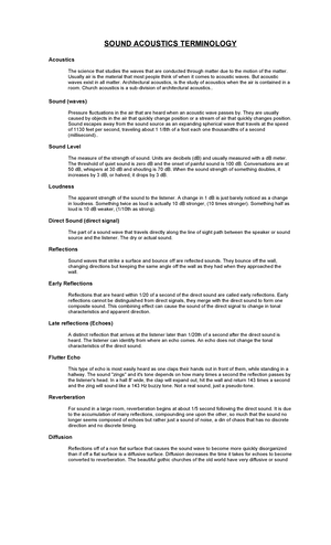 Acoustic Terms and Definitions - C. Different Properties of Sound 1 ...