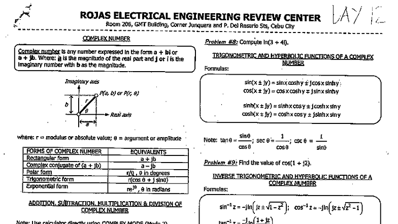 Complex Numbers and Matrices: Review for EE 101 Final Exam - Studocu