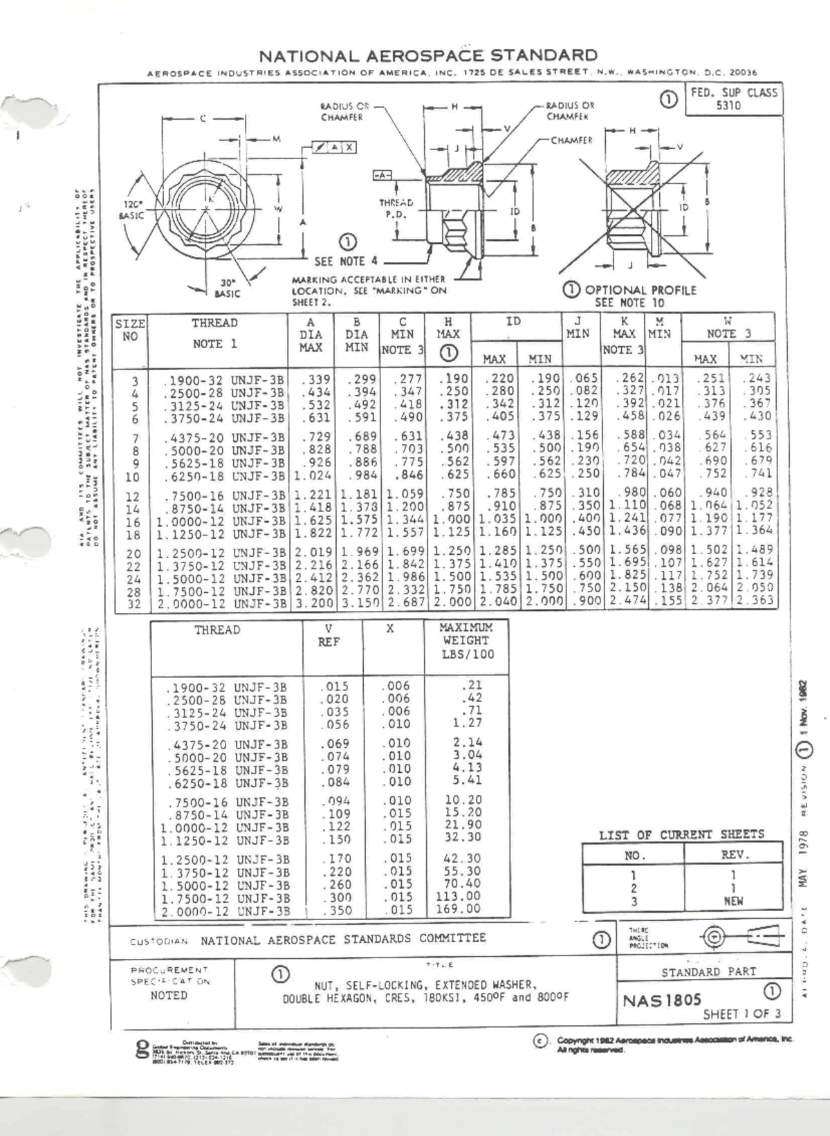 NAS1805 - National Aerospace Standard for Extended Washer Nut ...