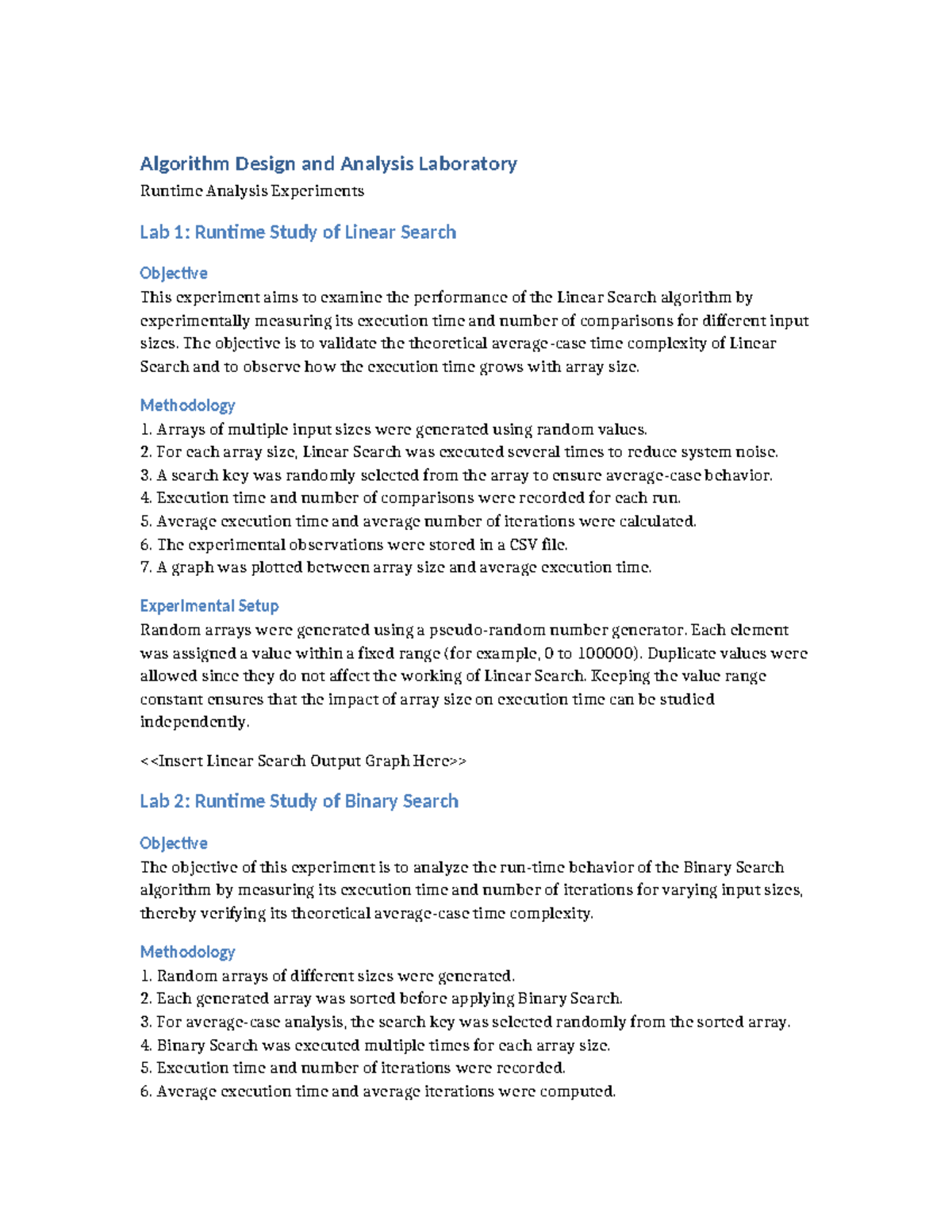 ADS Lab 1 & 2: Runtime Analysis of Linear & Binary Search Algorithms ...