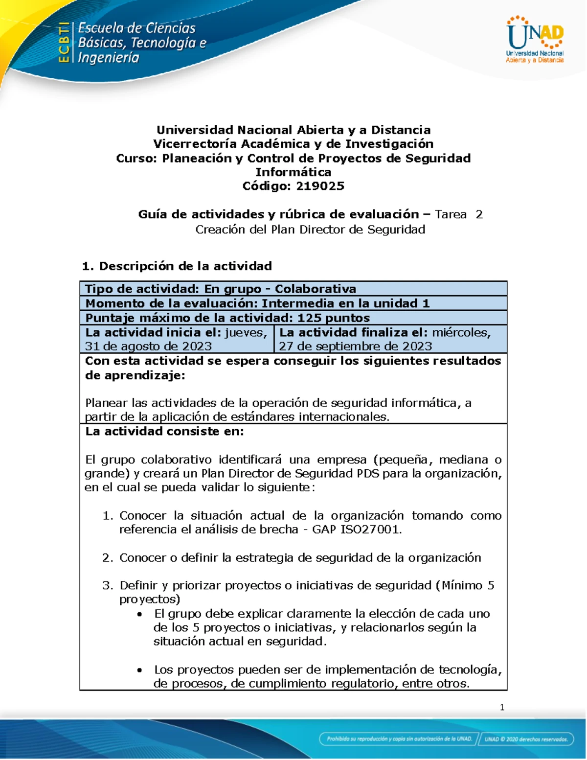 Tarea 2: Creación del Plan Director de Seguridad en ESPO S.A. - Studocu