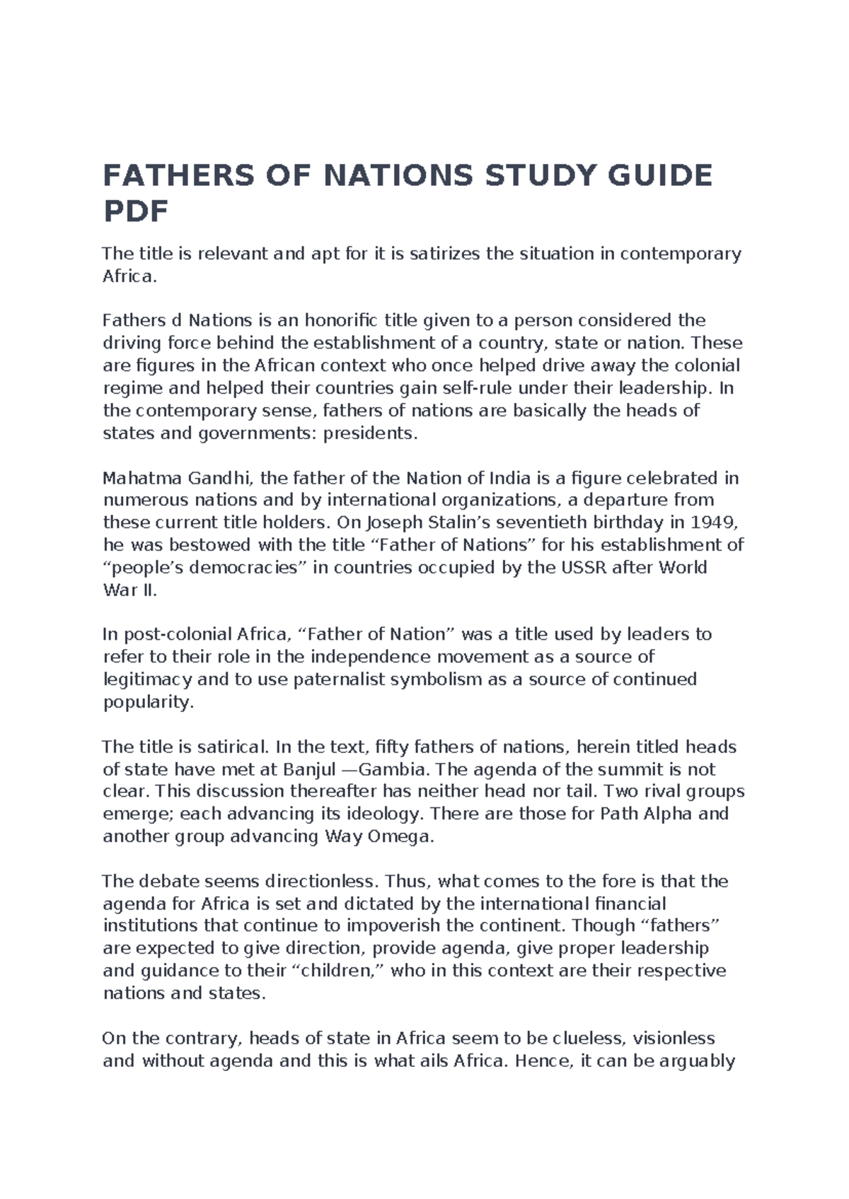 Fathers OF Nations Study Guide PDF - FATHERS OF NATIONS STUDY GUIDE PDF ...