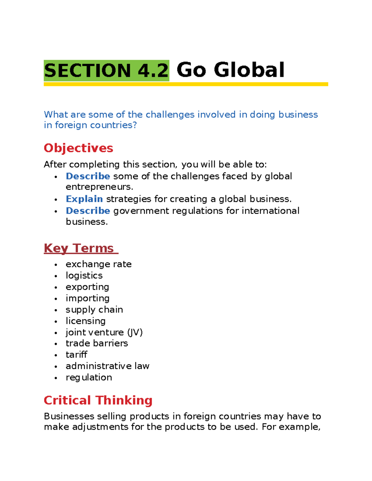 Unit 4: Challenges and Strategies for Global Business Success - Studocu