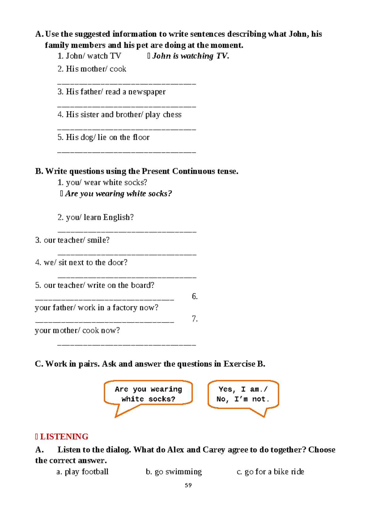 Tiếng Anh 2: Present Continuous & Simple Tenses Exercises - Studocu