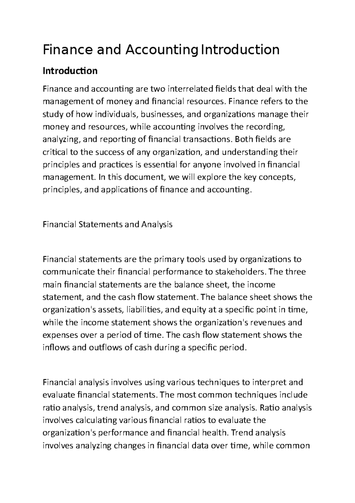 FIN 101: Introduction to Finance & Accounting Concepts and Practices ...
