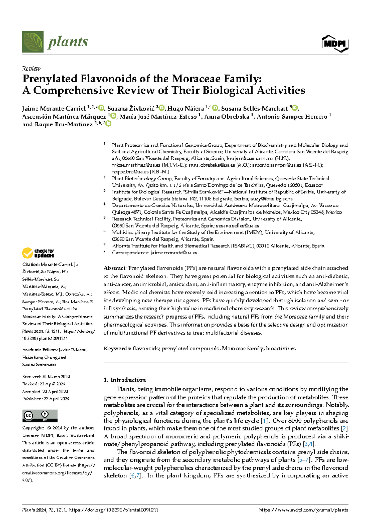 Comprehensive Review of Prenylated Flavonoids in Moraceae Family ...