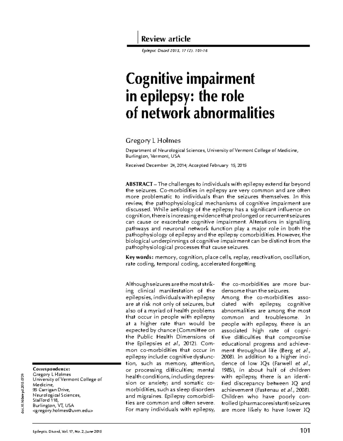 Cognitive Impairment in Epilepsy: Network Abnormalities Explored (EPIL ...