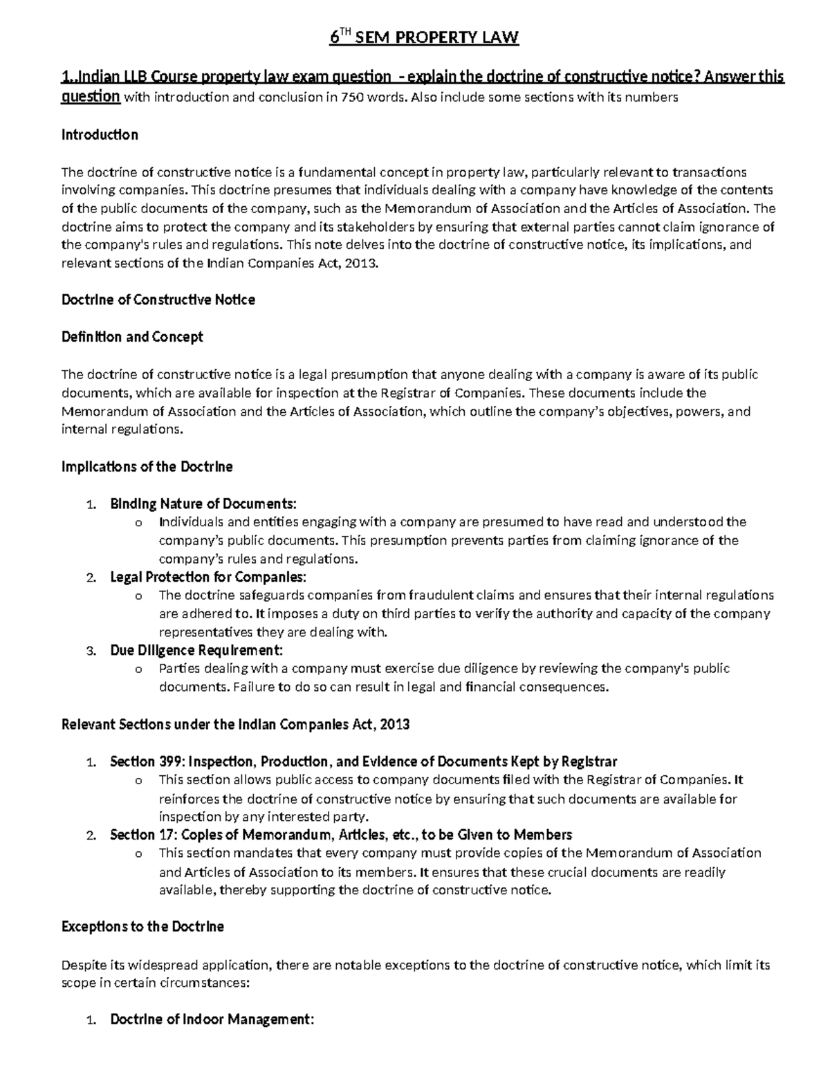 6TH SEM Property LAW: Understanding the Doctrine of Constructive Notice ...