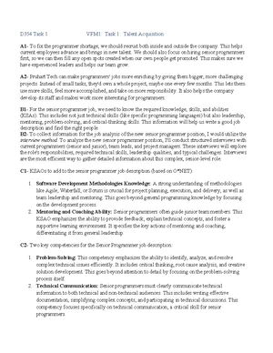 D354 Talent Acquisition Task 2 Guide for Recruitment Strategy - Studocu