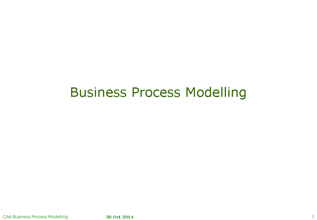 BP 11 Business Process Modelling: Comprehensive Lecture Notes - Studocu