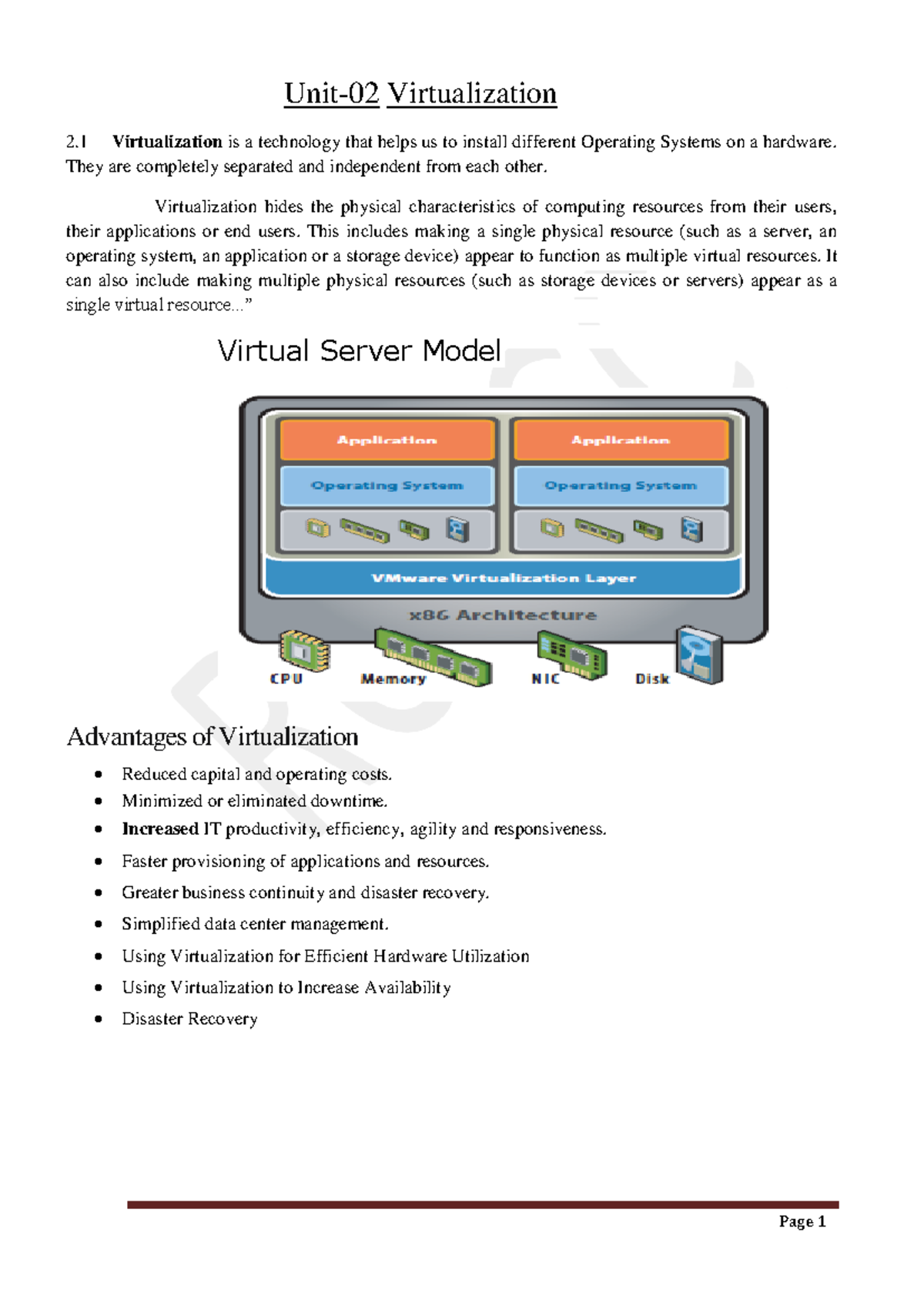 CC-Unit-02 - GOOG - Page 1 Unit- 02 Virtualization 2 Virtualization is ...