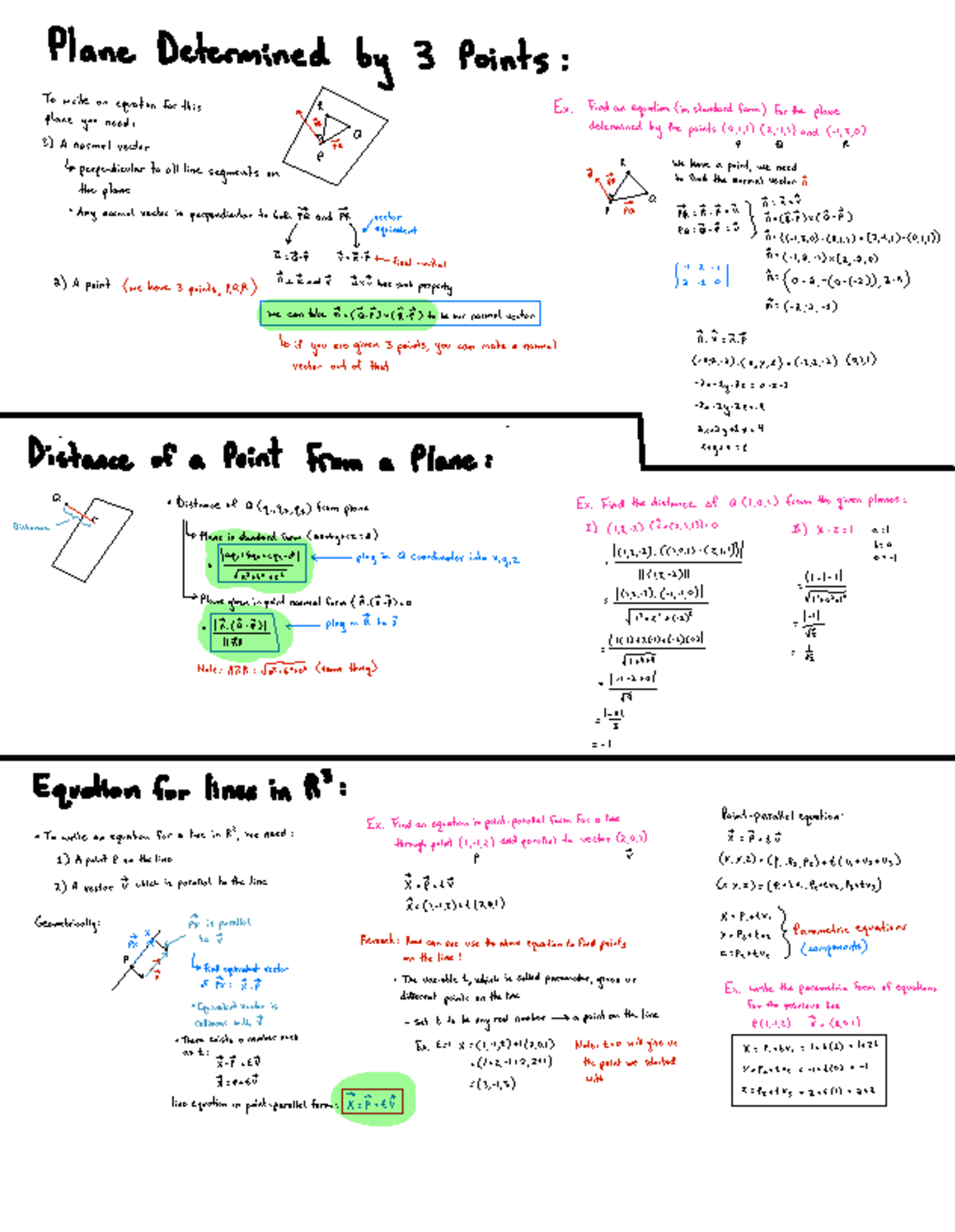 Week 3 (1) 2 - Plane Equation and Distance Calculations Notes - Studocu