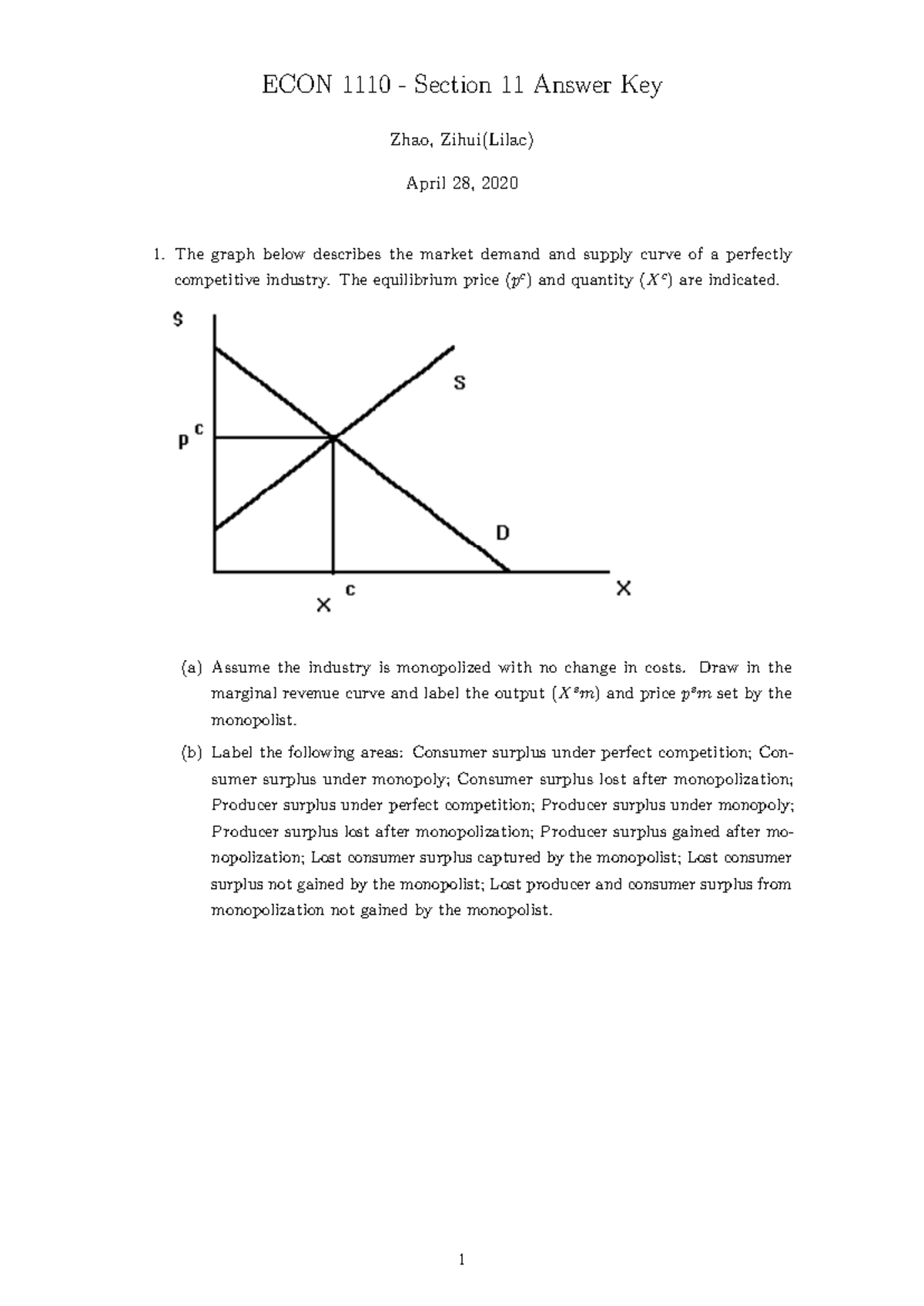 Practice Prelim 1 - ECON 1110 Microeconomics Exam: Chapters