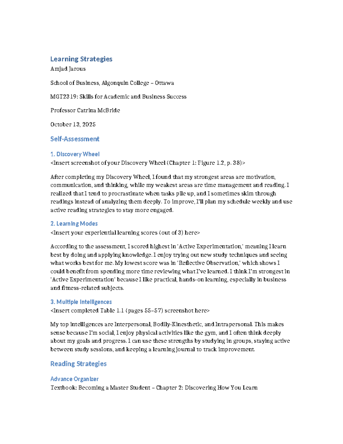 Learning Strategies for Academic Success in MGT2319 - Studocu