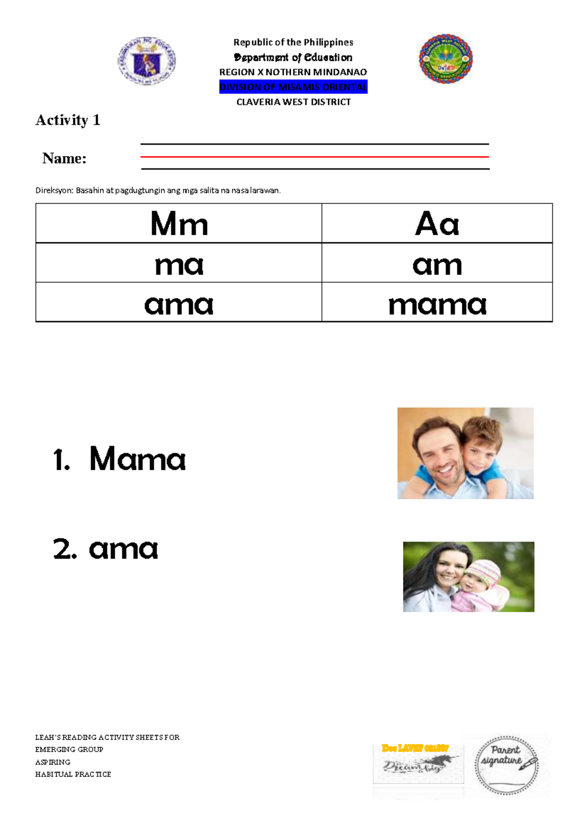 READING ACTIVITY SHEETS FOR EMERGING GROUP (Project-L.E) - Studocu
