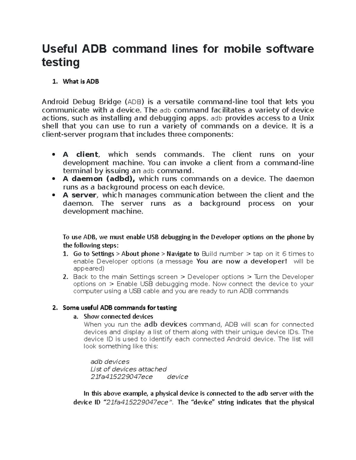 Useful ADB command lines for mobile software testing - What is ADB ...