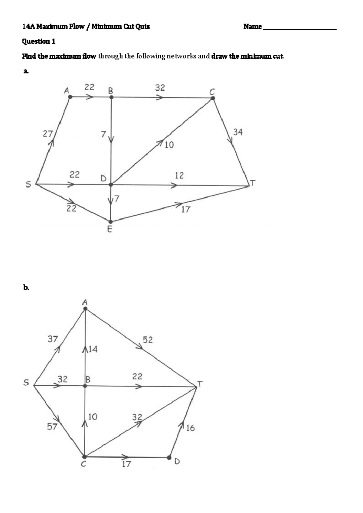 14A Maximum Flow Minimum Cut Quiz - Network Analysis - Studocu