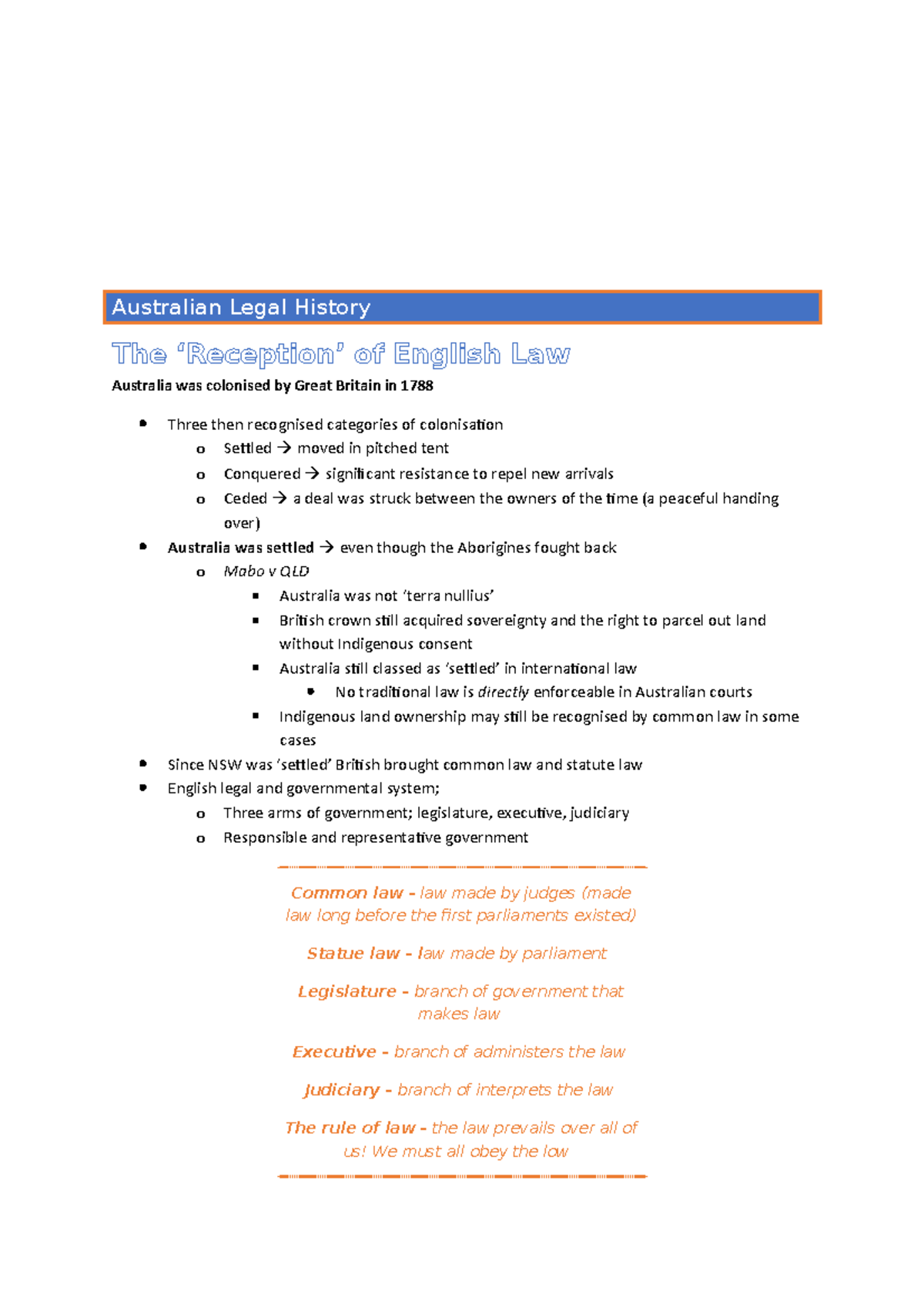 Introduction to Law wk1-3 Notes - Introduction to Law – LLB 101 ...