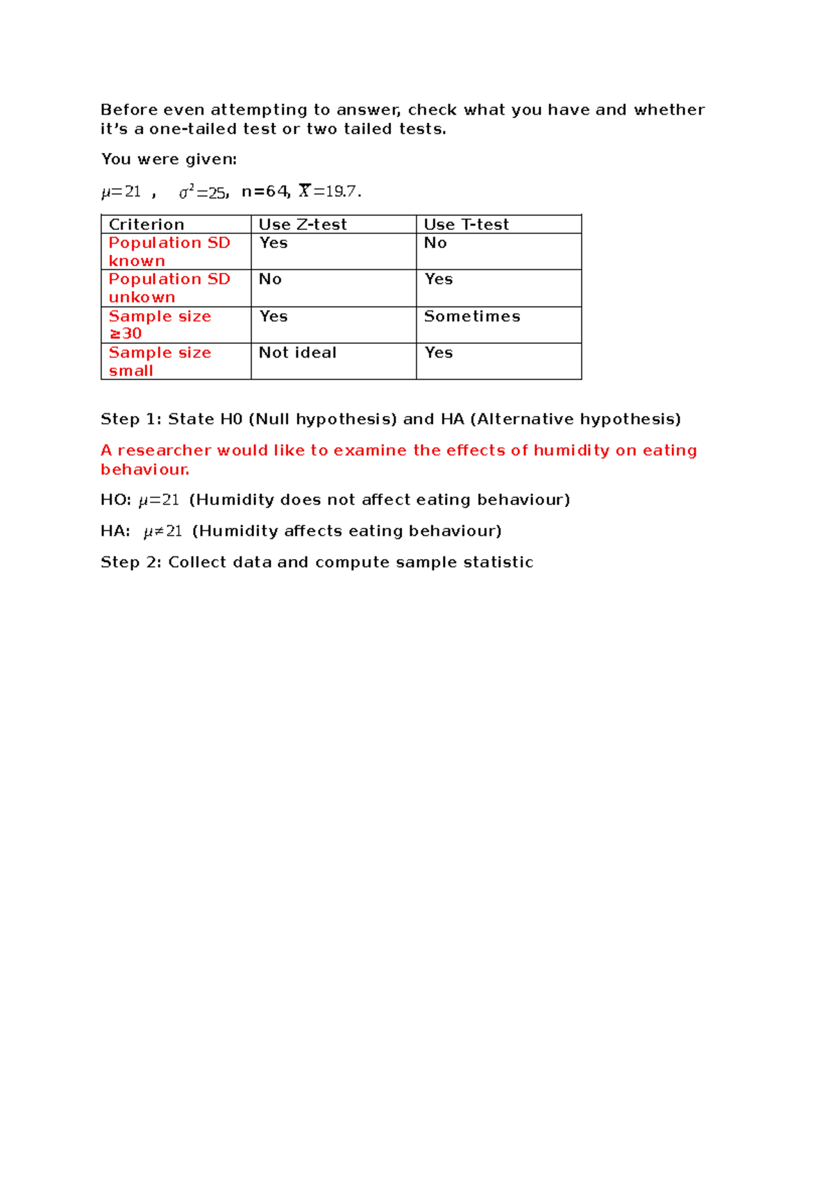 Hypothetical Testing - Notes for Statistics Course (STAT 101) - Studocu