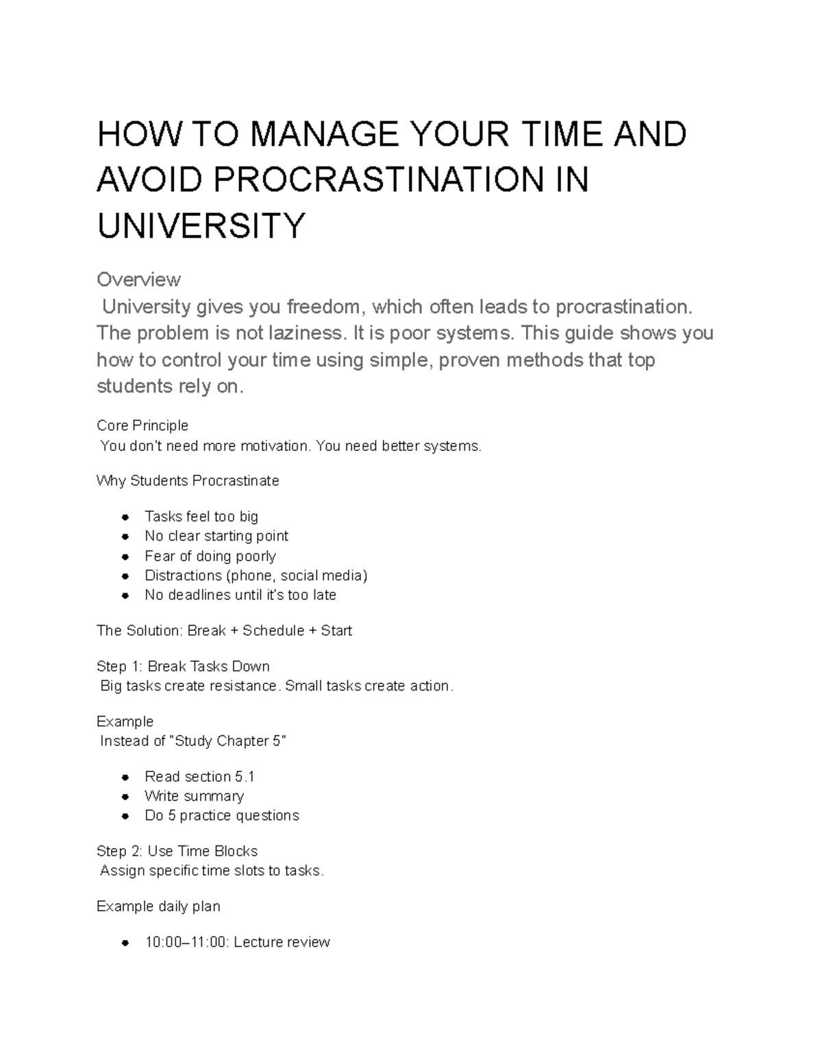 Time Management & Procrastination Tips for Uni Success - Studocu