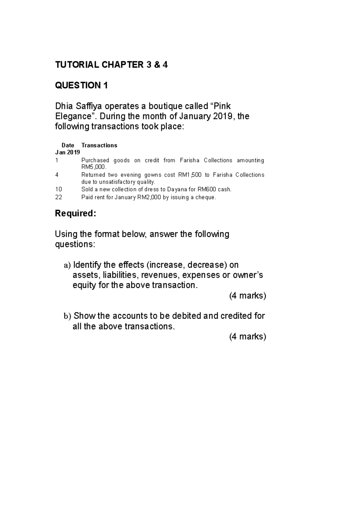 Tutorial Notes for Accounting - Chapters 3 & 4 Overview - Studocu