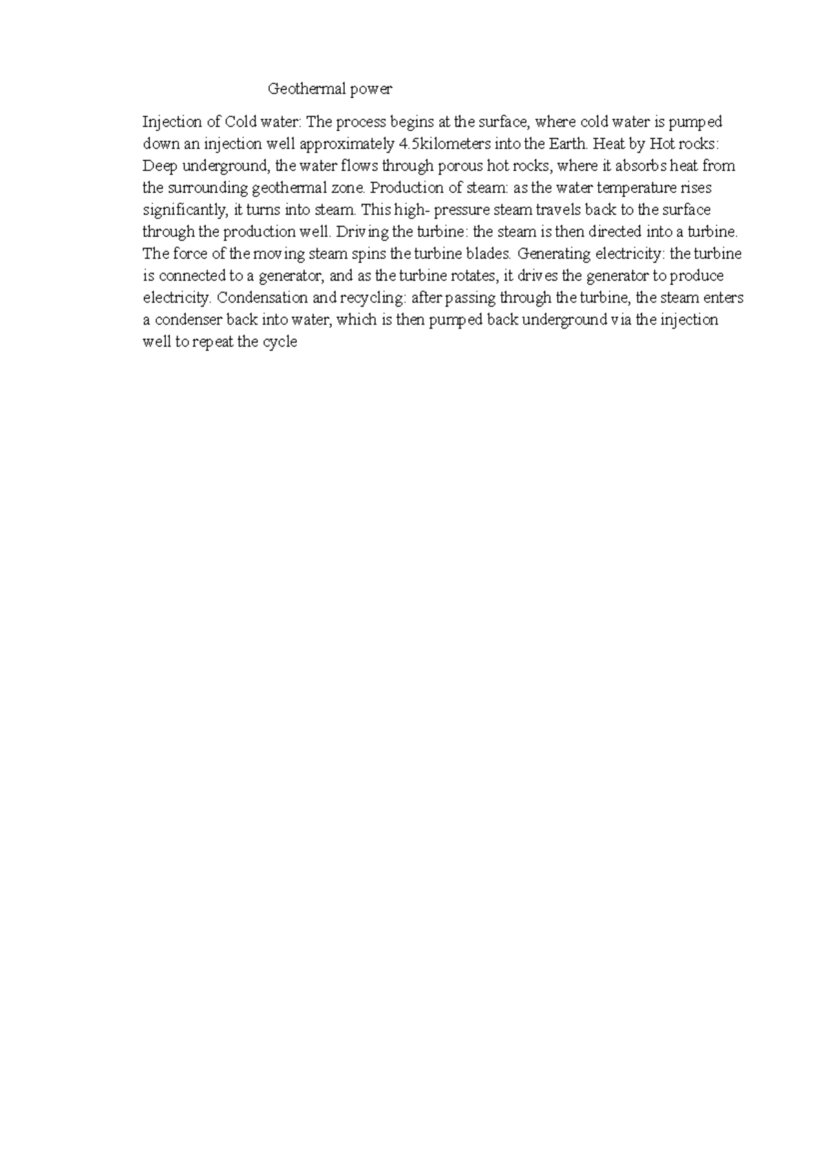 Geothermal Power Process: Cold Water Injection & Electricity Generation ...