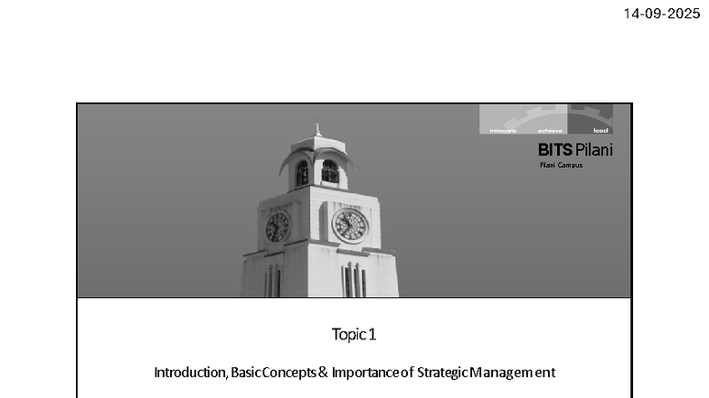 BITS Pilani Midterm Study Notes on Strategic Management Concepts - Studocu