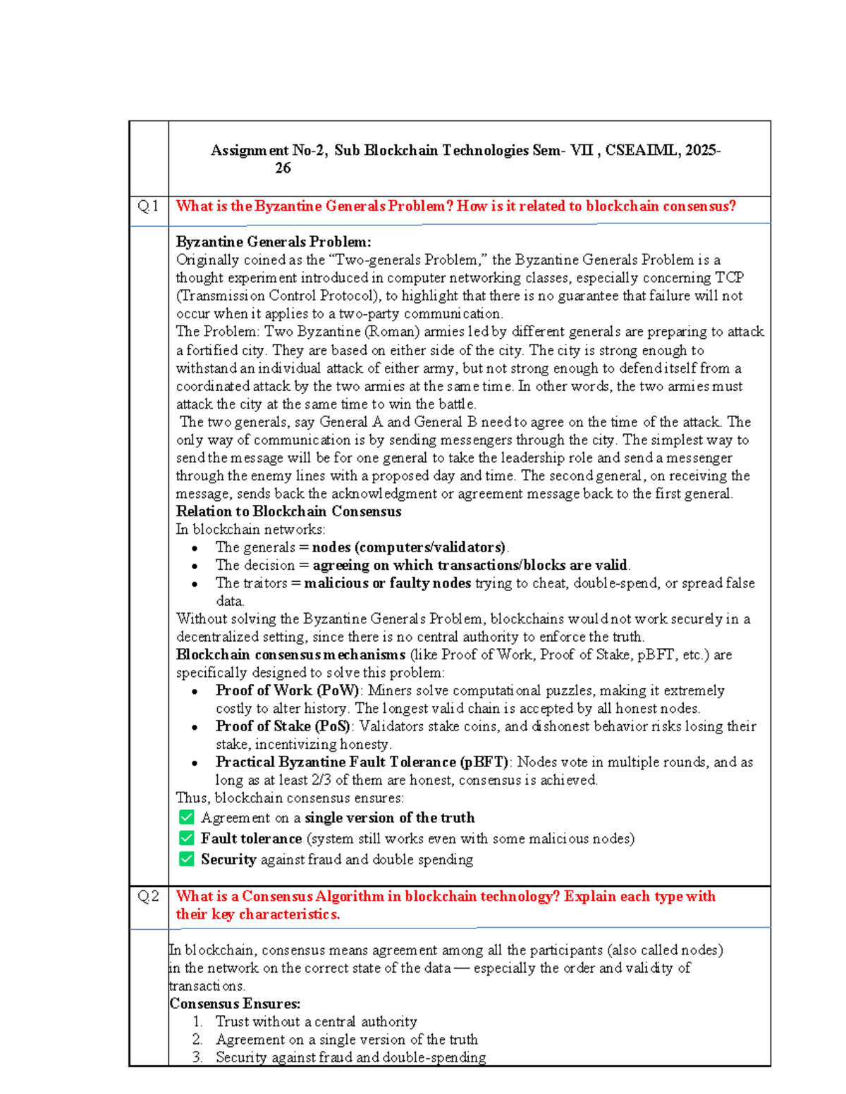 Assignment 2 Answers on Blockchain Technologies (CSEAIML, 202526) - Studocu
