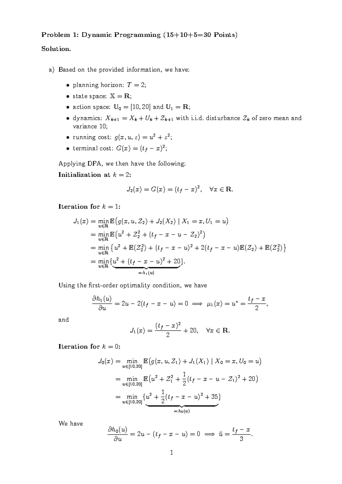 Dynamic Programming - Quiz 2 Solutions with Calculations - Studeersnel