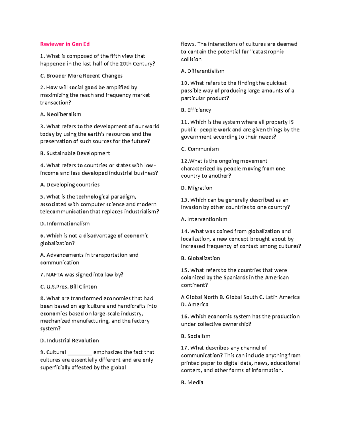 Gen Ed Reviewer: Exploring Key Concepts and Theories - Studocu