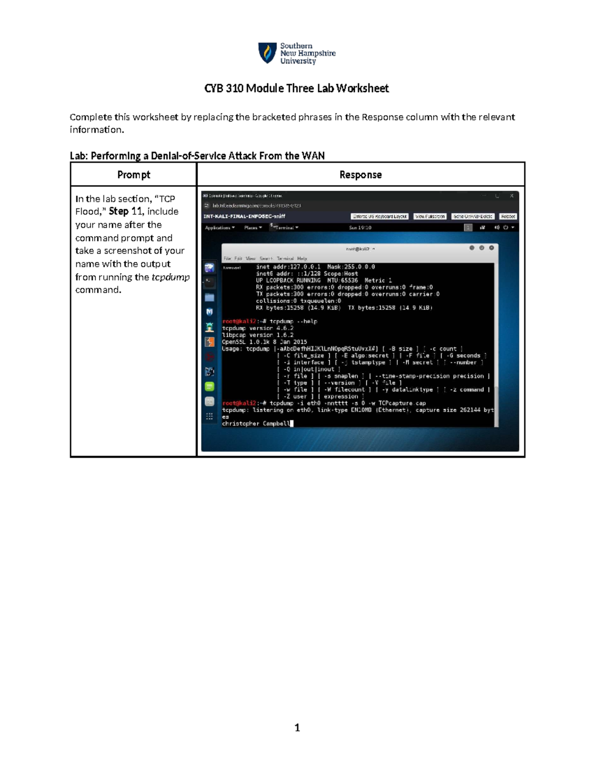 CYB 310 Module Three Lab Worksheet: Attack Analysis and Tools - Studocu