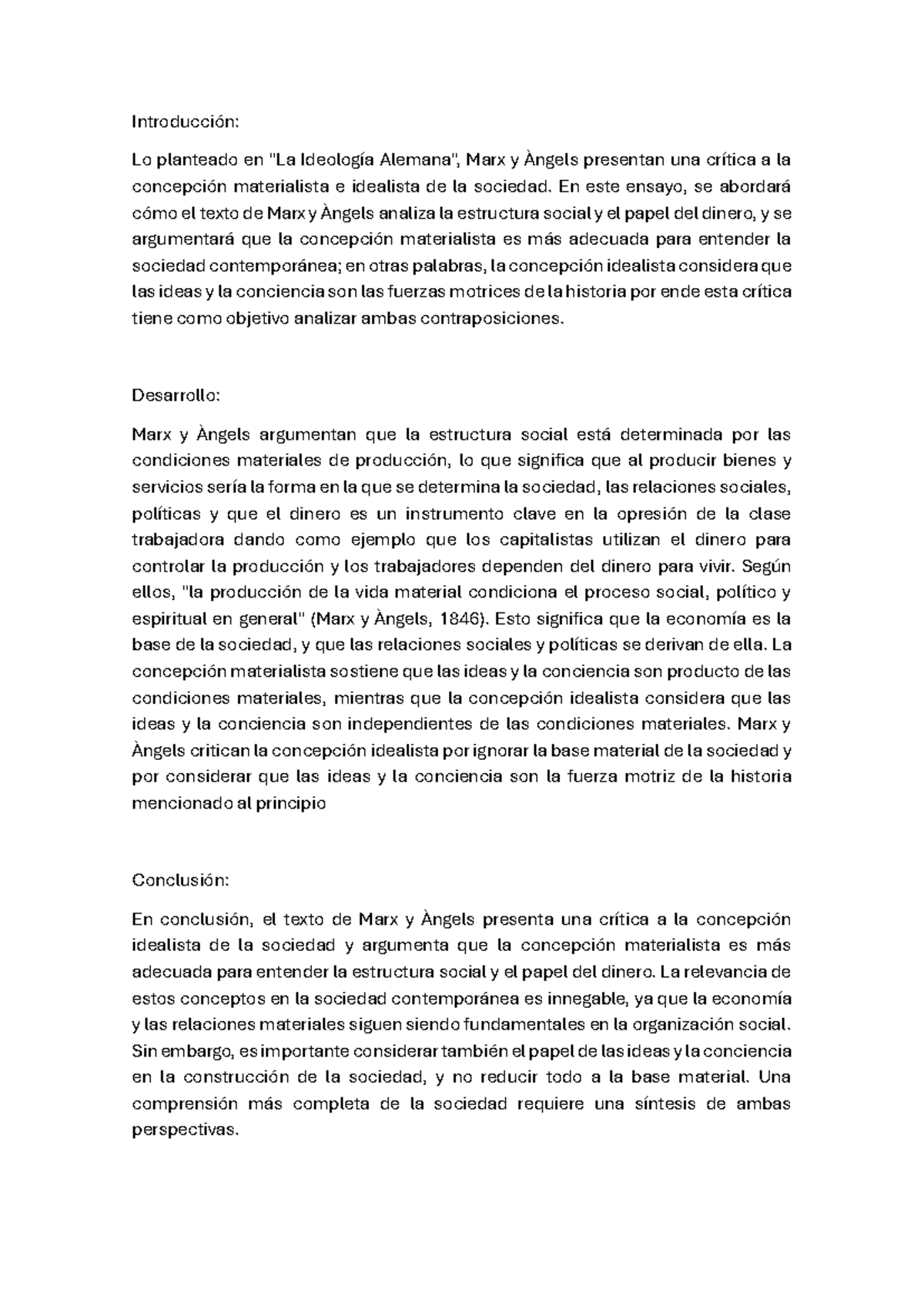 Ensayo Crítico sobre Marx y Àngels en Sociología Rural - Studocu