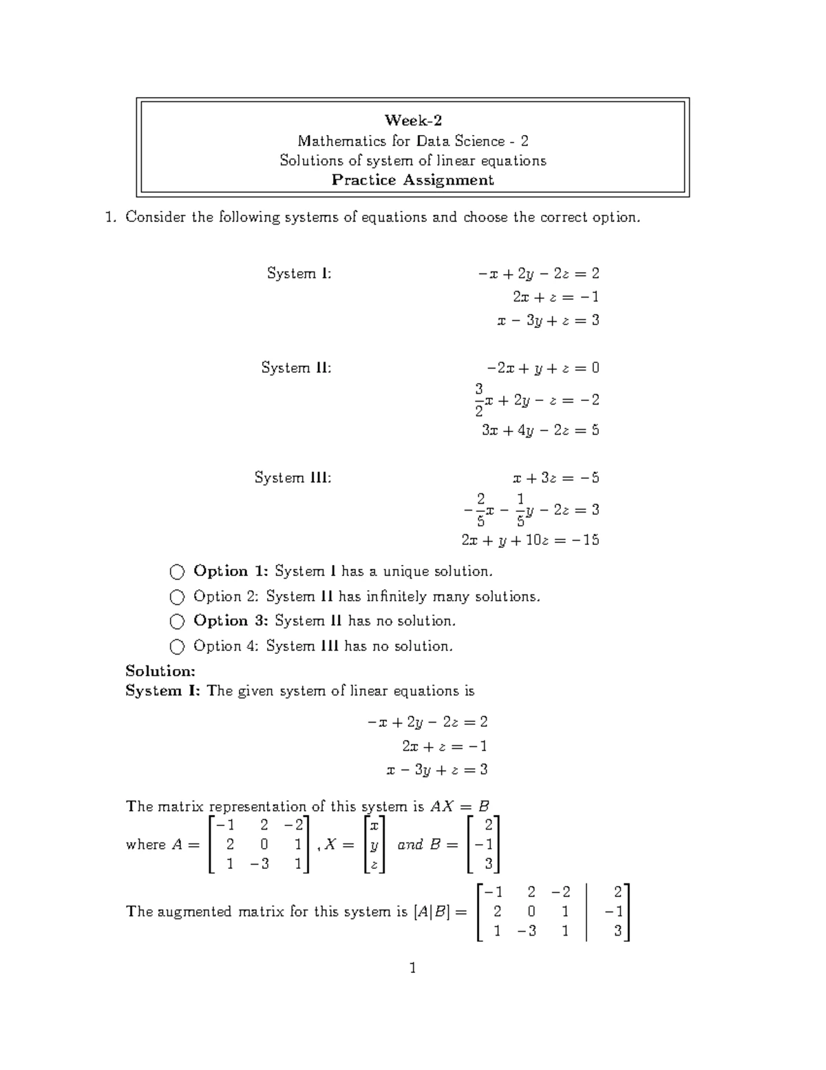 Week 3- Maths 2 Practice Assignment Solution - Week- Mathematics for ...