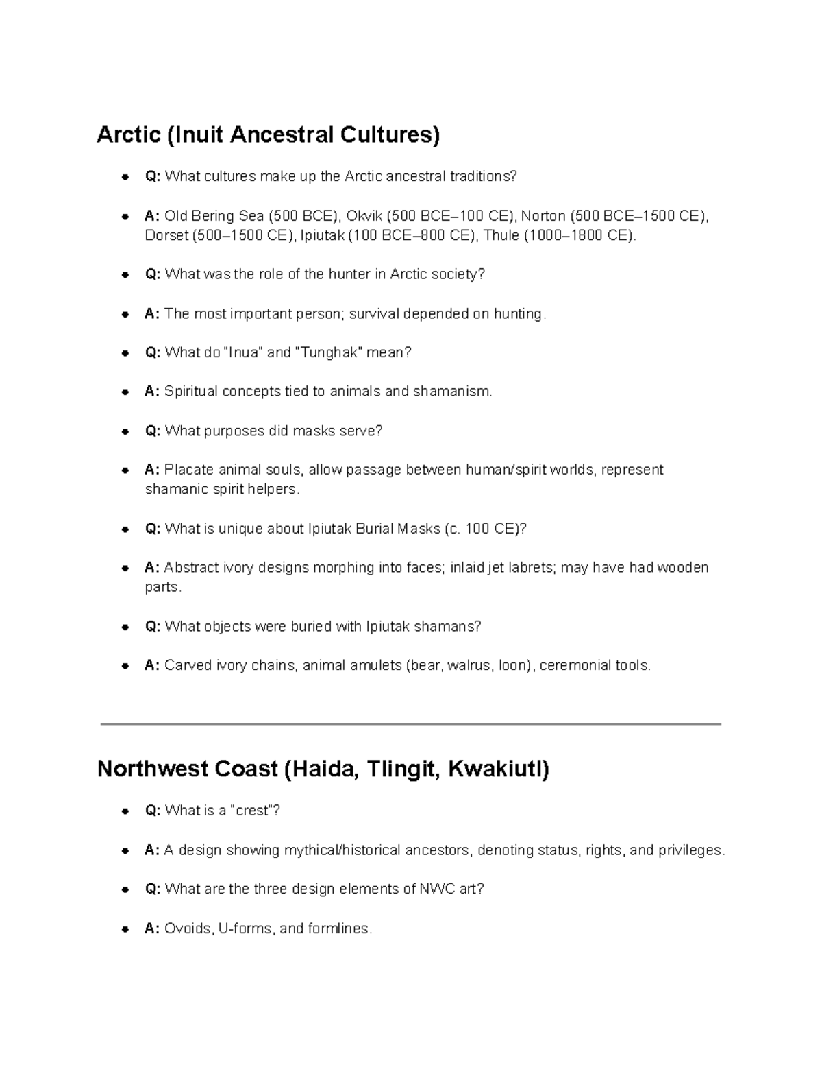 Indigenous Art and Cultures Study Guide: Q&A Overview (Final Exam ...