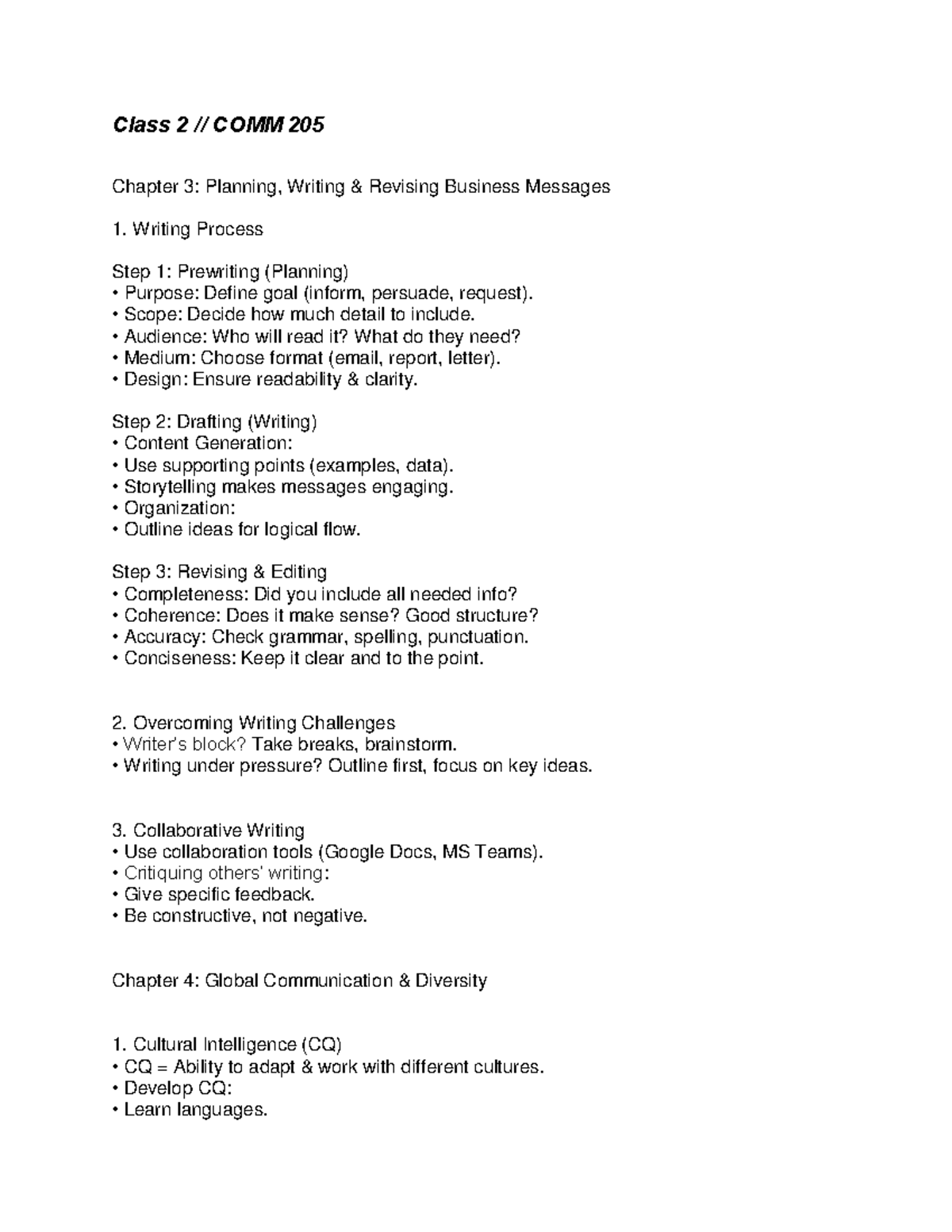 Class 2 (Ch3:4) Comm 205 Notes - Class 2 // COMM 205 Chapter 3 ...