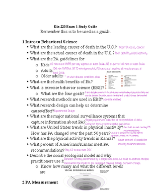 KIN 220 final lab review - KIN 220 Lab Final Review Lab 1 Physical ...