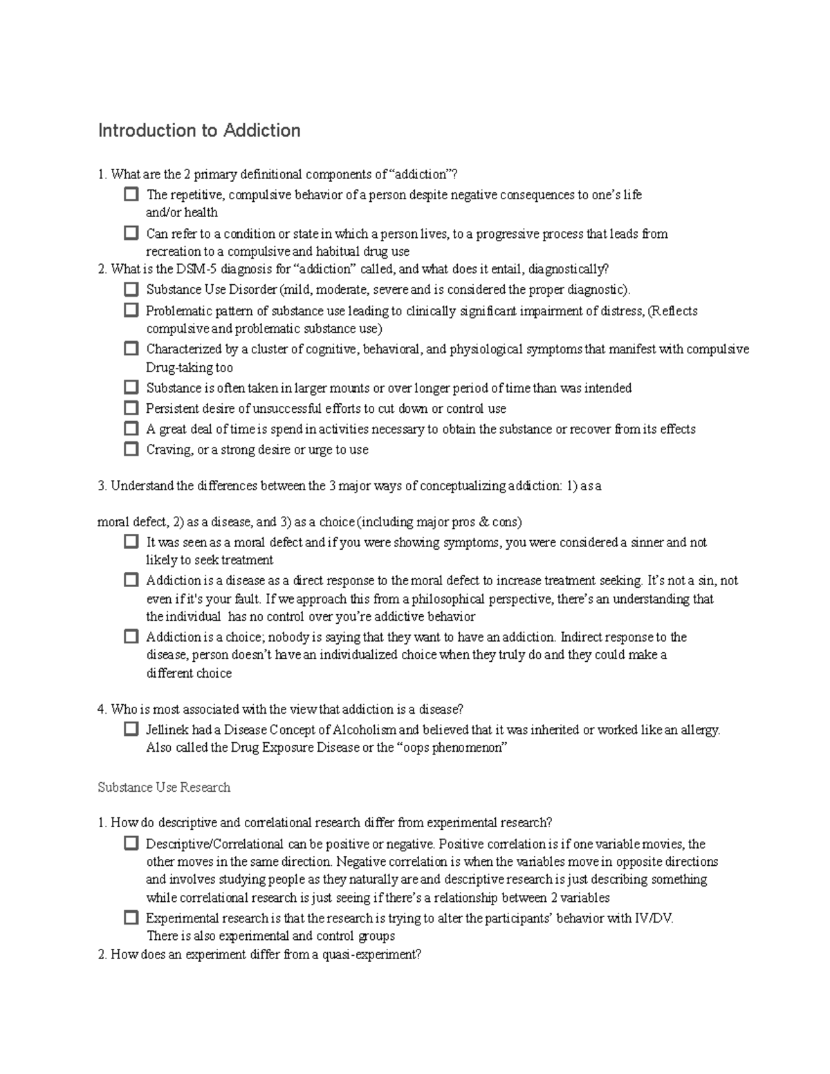 D&B Final Exam Study Guide on Addiction and Drugs: Overview of Effects ...