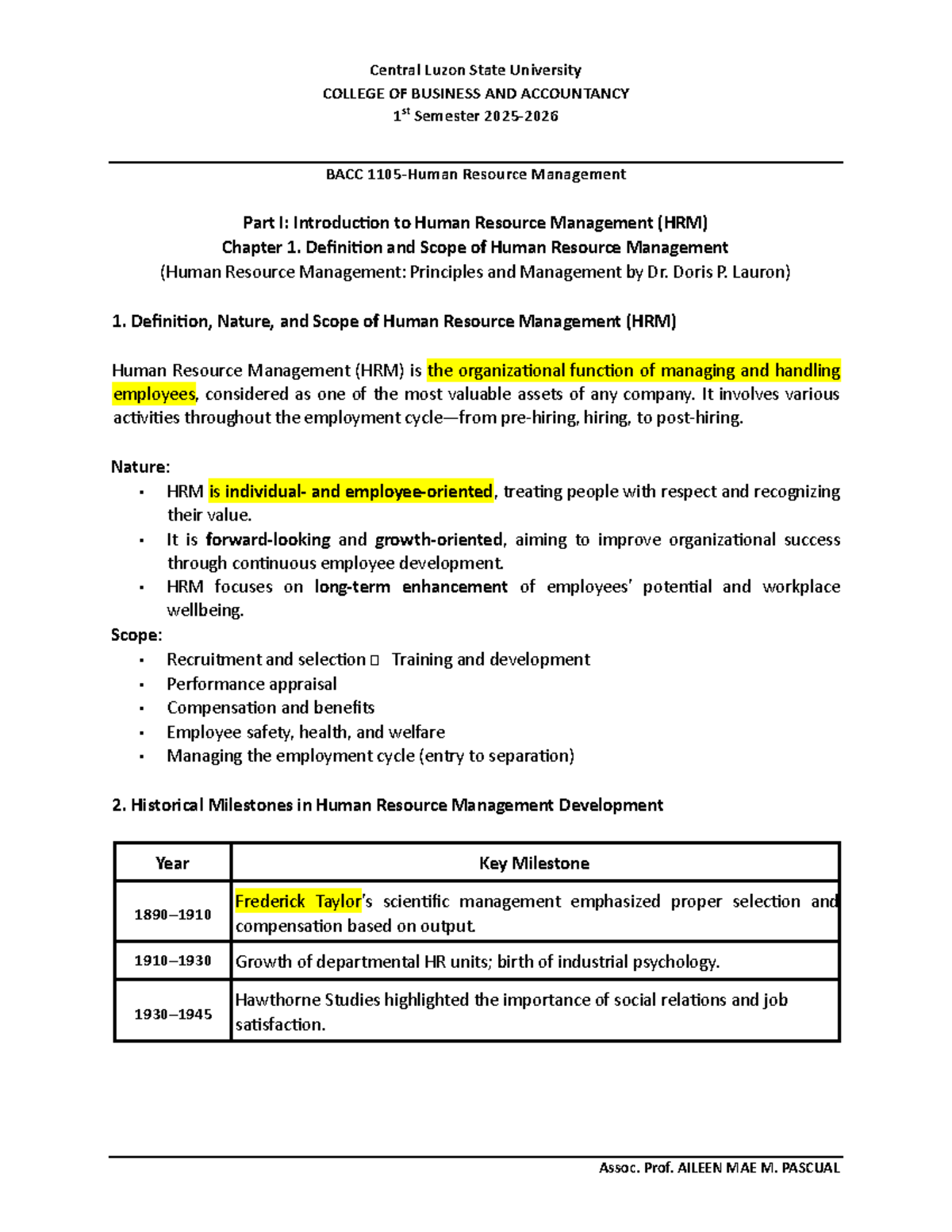 Chapter 1 Summary of Human Resource Management (BACC1105) - Studocu