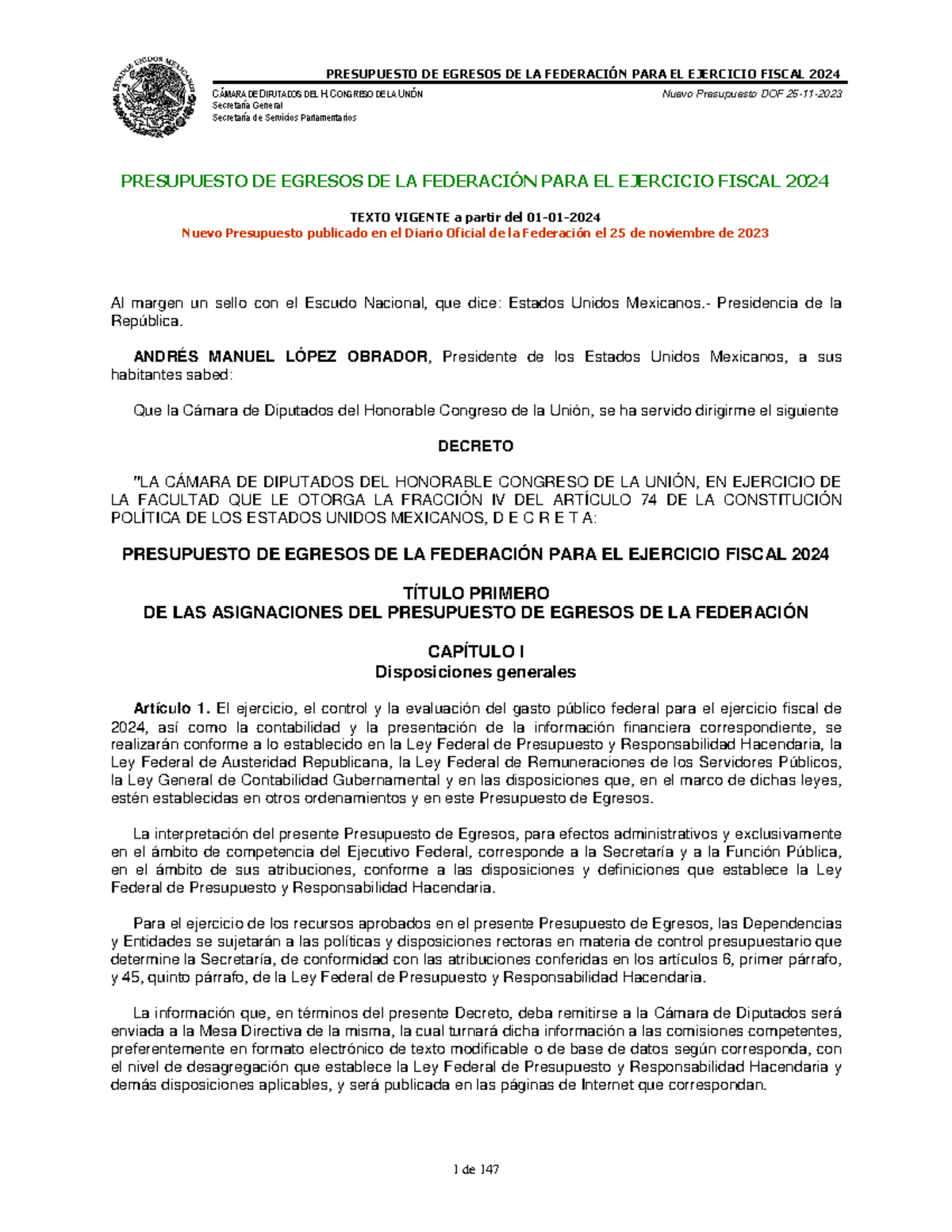 PEF 2024 - Análisis del Presupuesto de Egresos de la Federación - Studocu