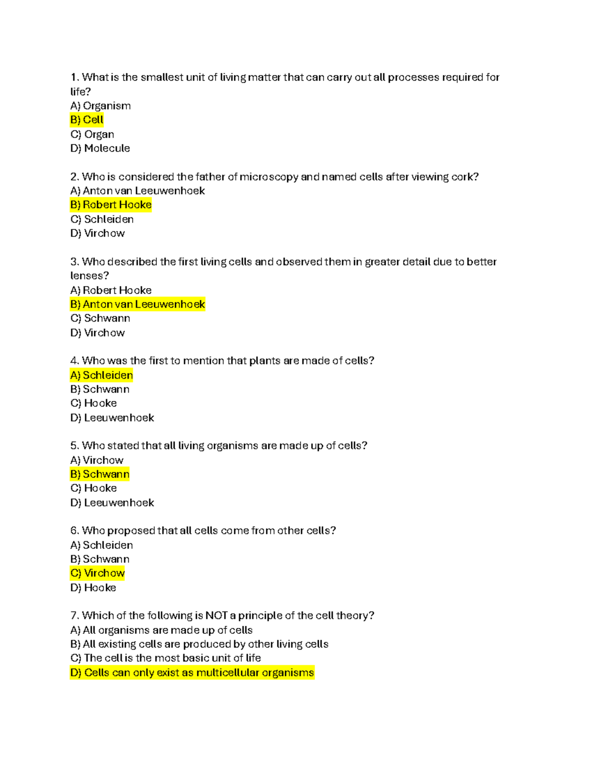 (3A) Quiz Answers - Cell Biology and Microscopy Concepts - Studocu